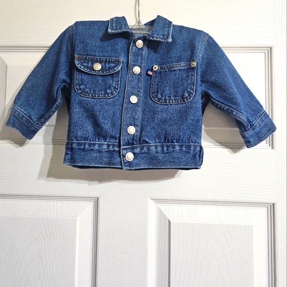 Vintage Ralph Lauren Polo S/M 3-12 Months USA Flag Denim Blue Jean Jacket - Picture 2 of 2